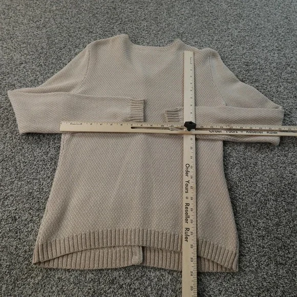 Banana Republic Cardigan Womens M Beige Metallic Knit Button Sweater Jacket Coat - Picture 5 of 10